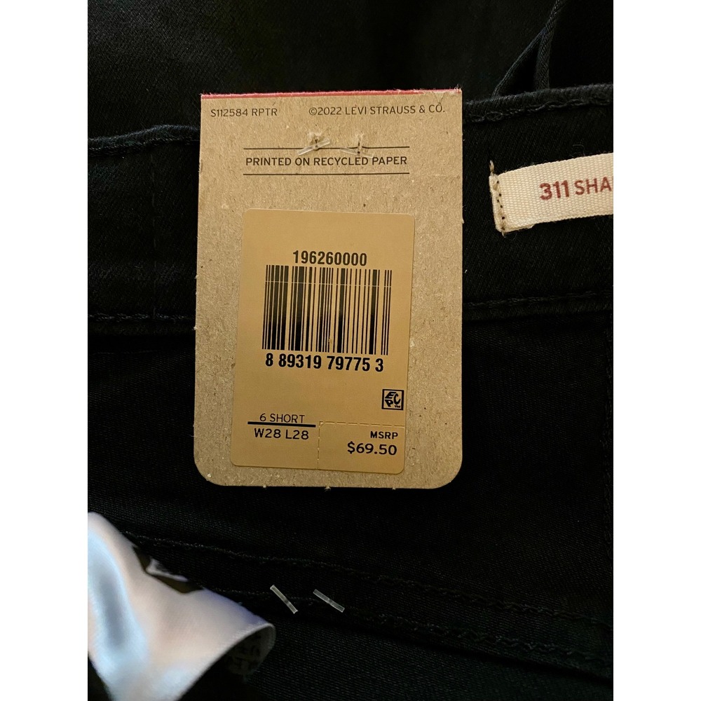 Levi's 311 Shaping Skinny Jeans Black Soft Stretch Mid Rise Size 6 Short W28 L28 - Picture 3 of 13
